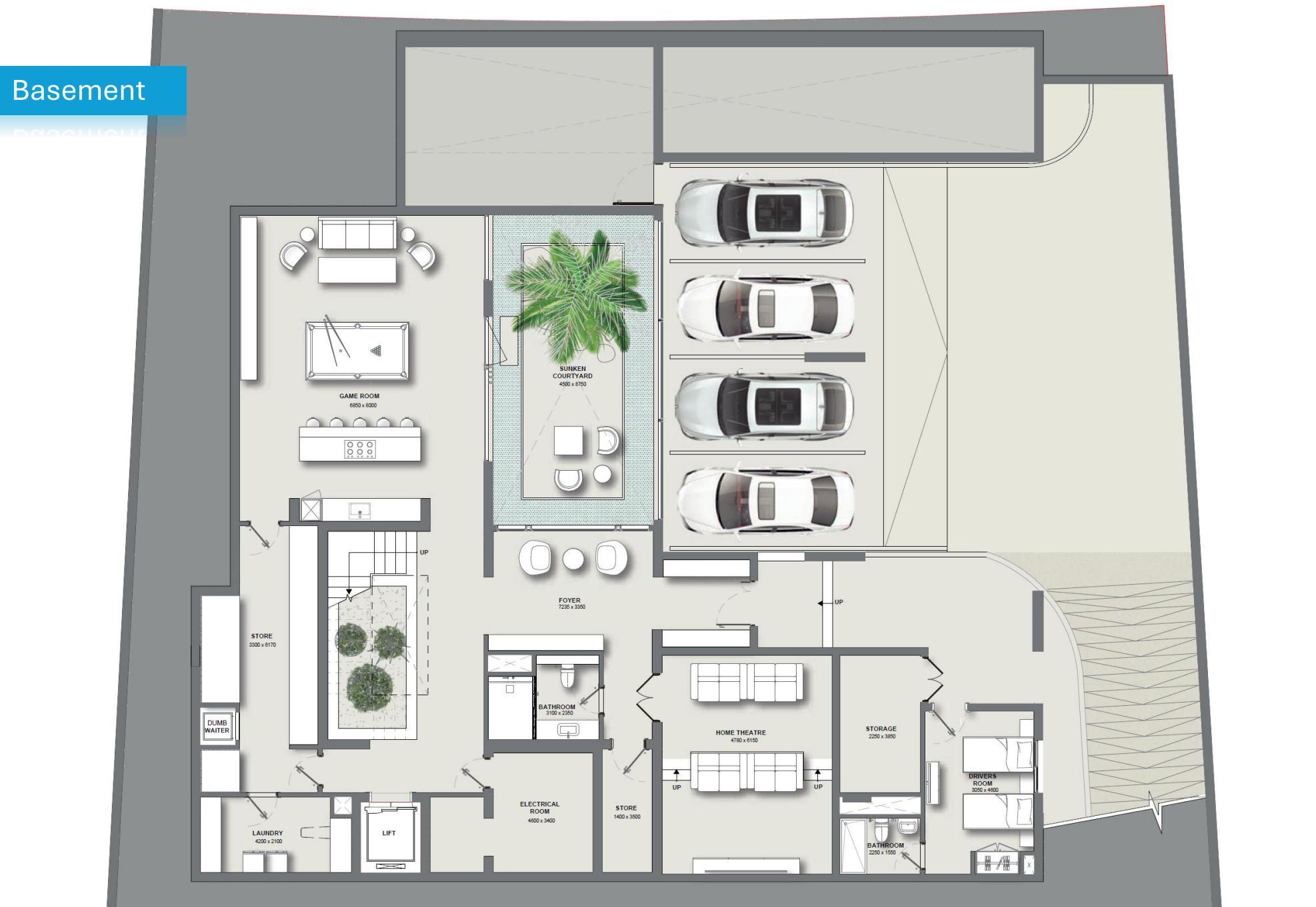 Basement — games room, home theatre and parking Basement — games room, home theatre and parking