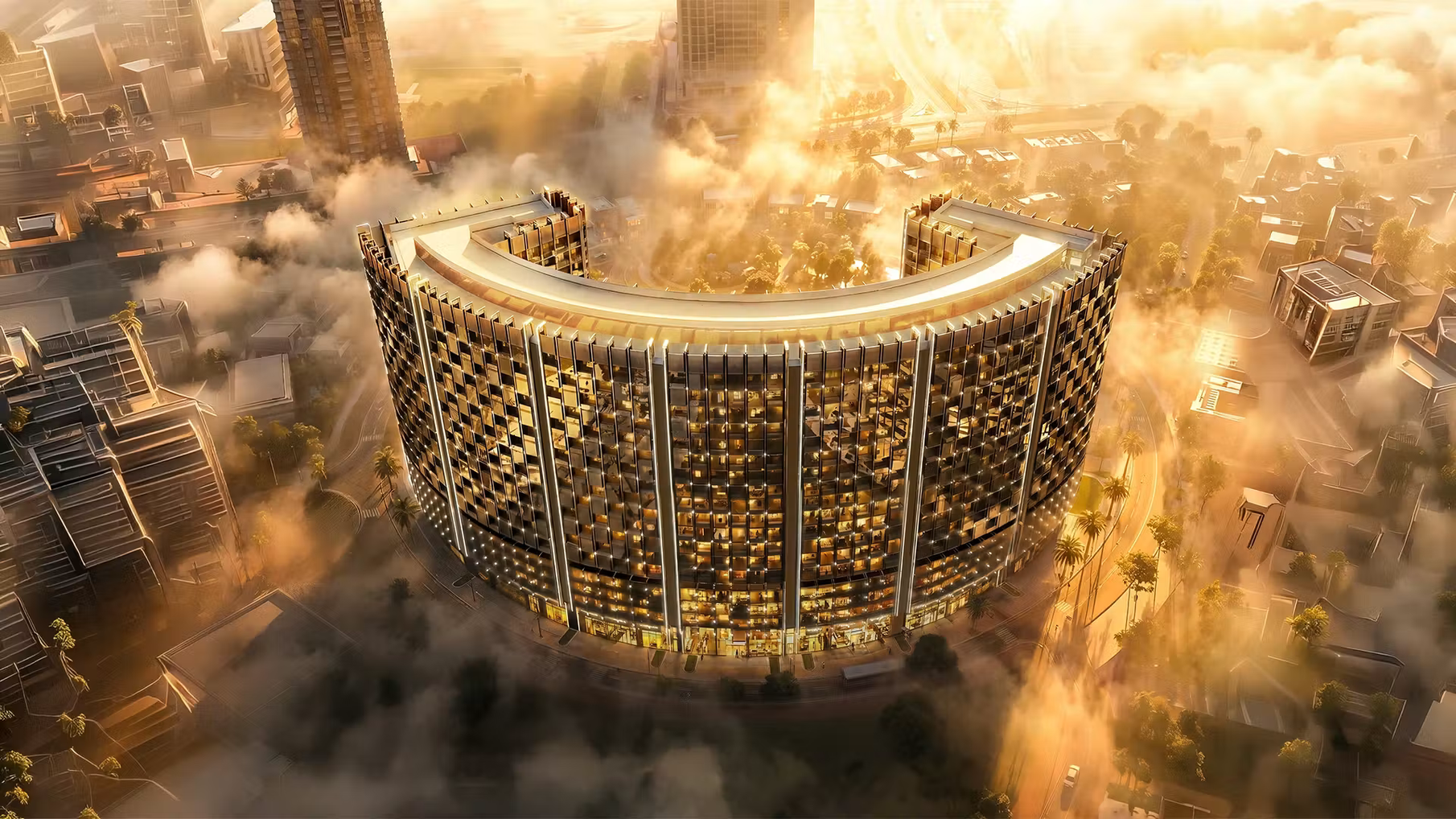 Binghatti Wraith — aerial architectural rendering