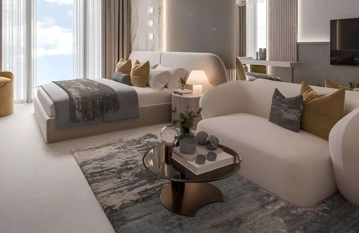 التصميم الداخلي السكني الموضح في كتالوج مشروع TASMEER INDIGO PROPERTIES "SquareX Residence"، قرية جميرا الدائرية (JVC)، دبي