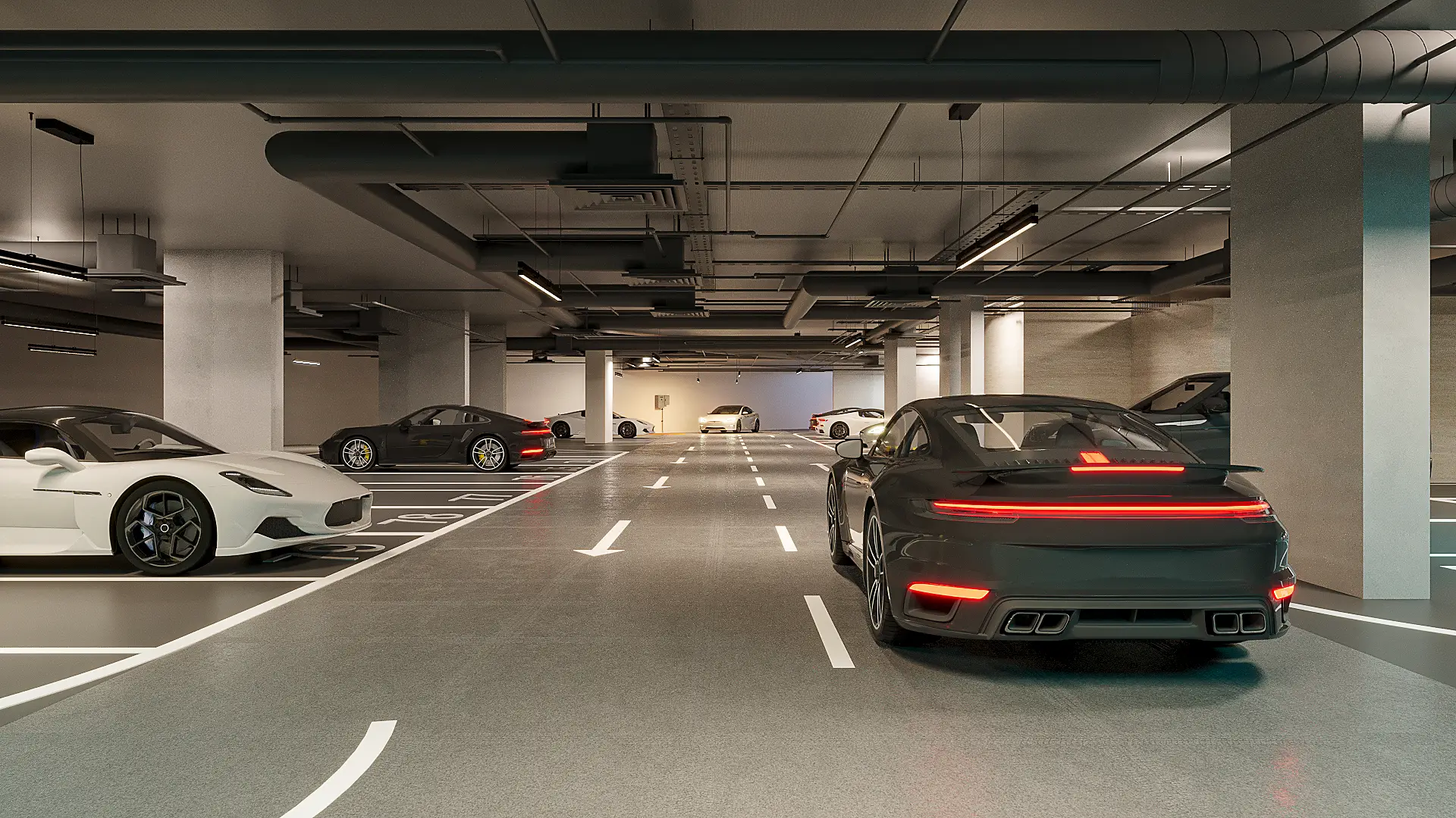 Garage shown in the KARMA "Milos" project catalogue, Dubailand Residence Complex, Dubai