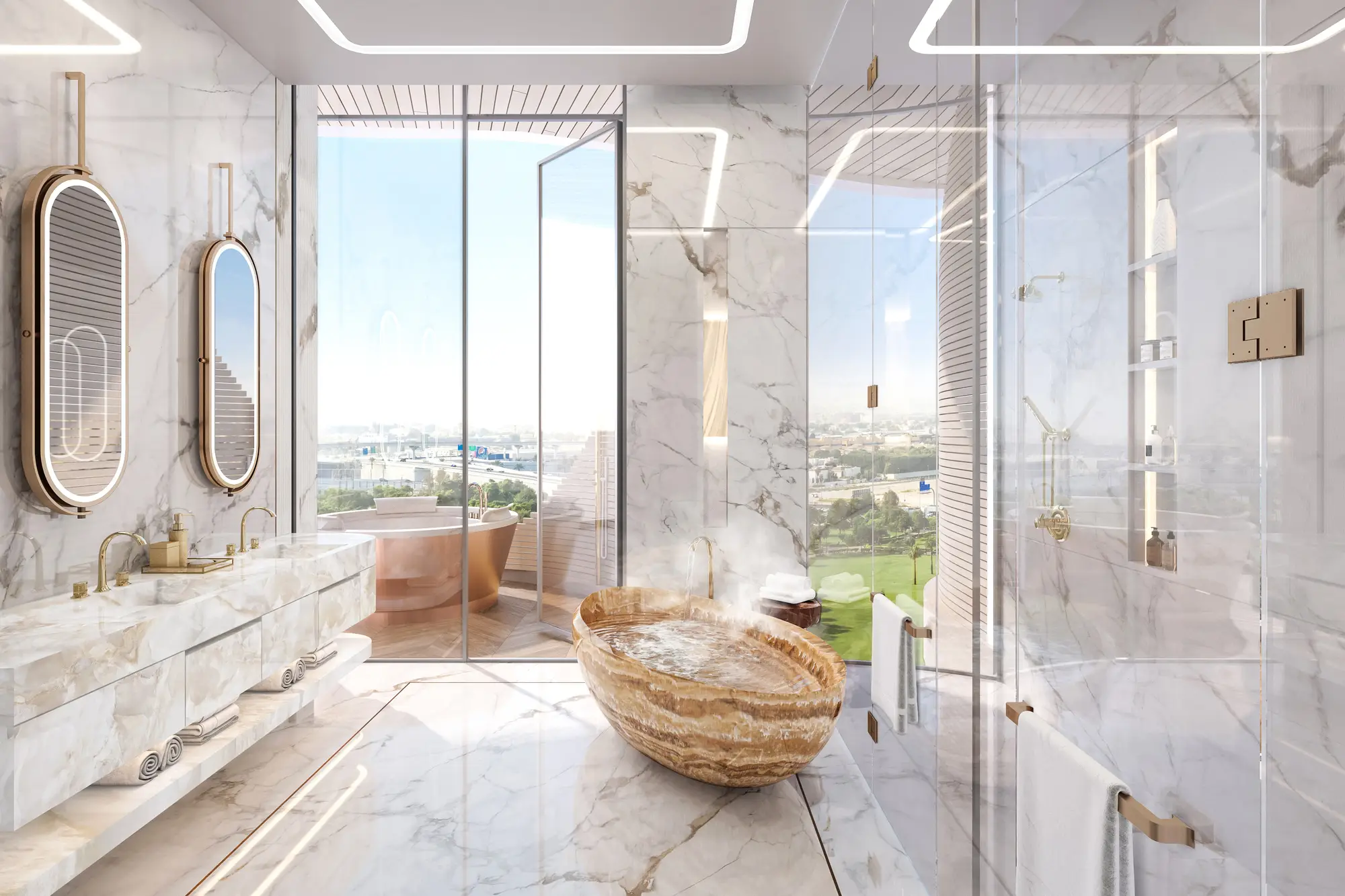 الحمام الموضح في كتالوج مشروع AHS PROPERTIES "One Canal"، حديقة الصفا، دبي