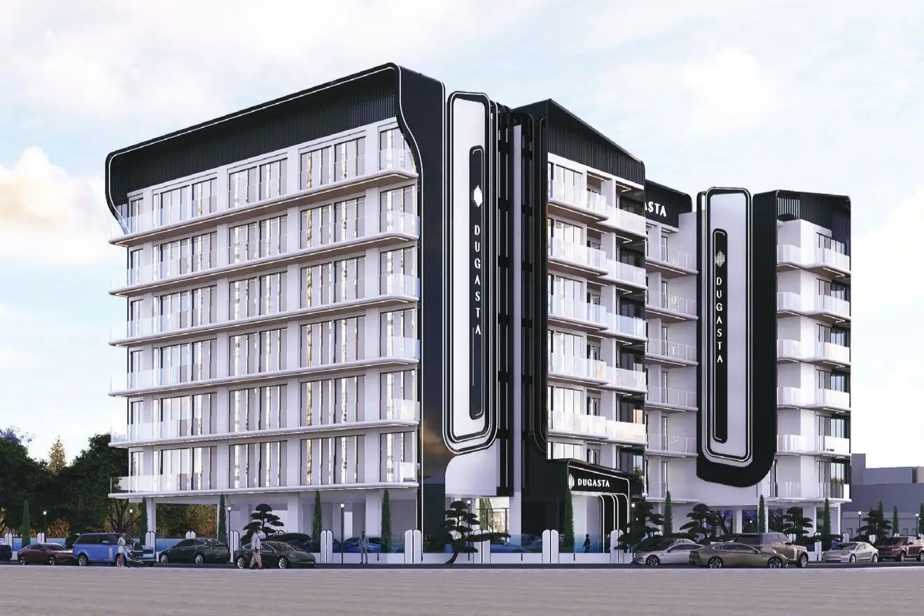 المظهر الخارجي للمبنى السكني معروض في كتالوج مشروع DUGASTA "Al Haseen Residences 3"، مدينة دبي الصناعية، دبي