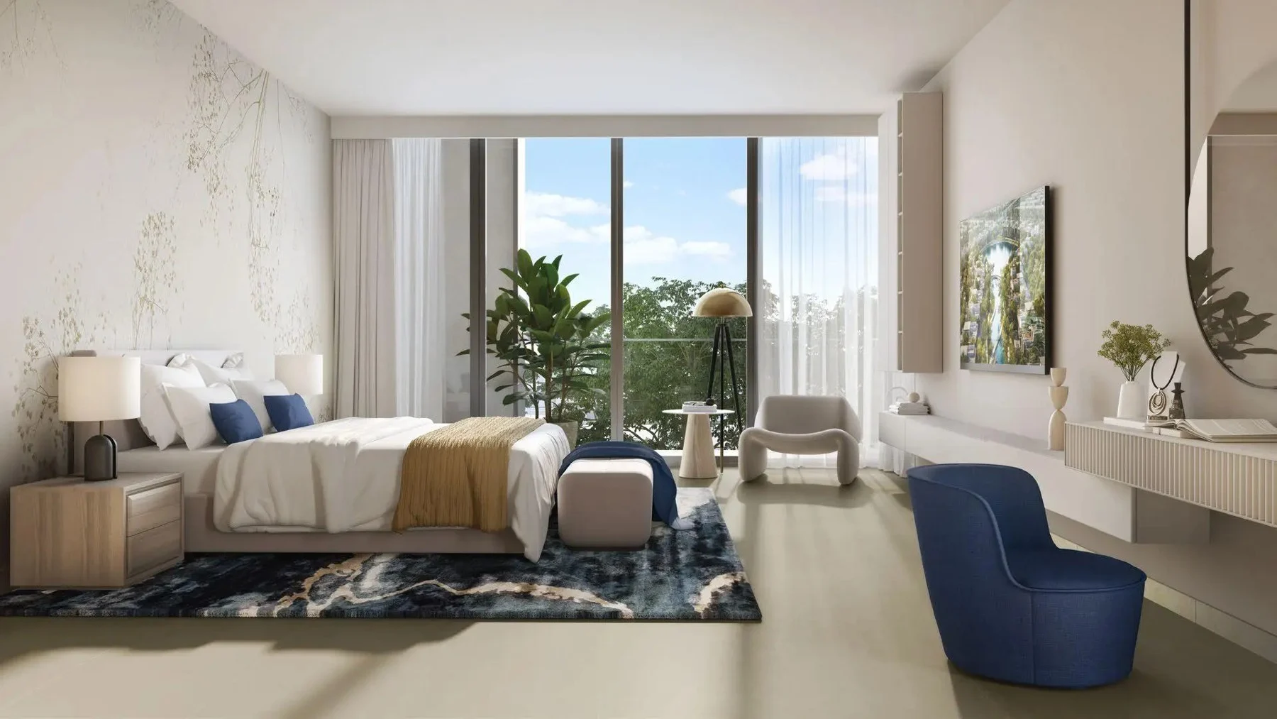 Address Villas Hillcrest bedroom rendering with glazing and room circulation