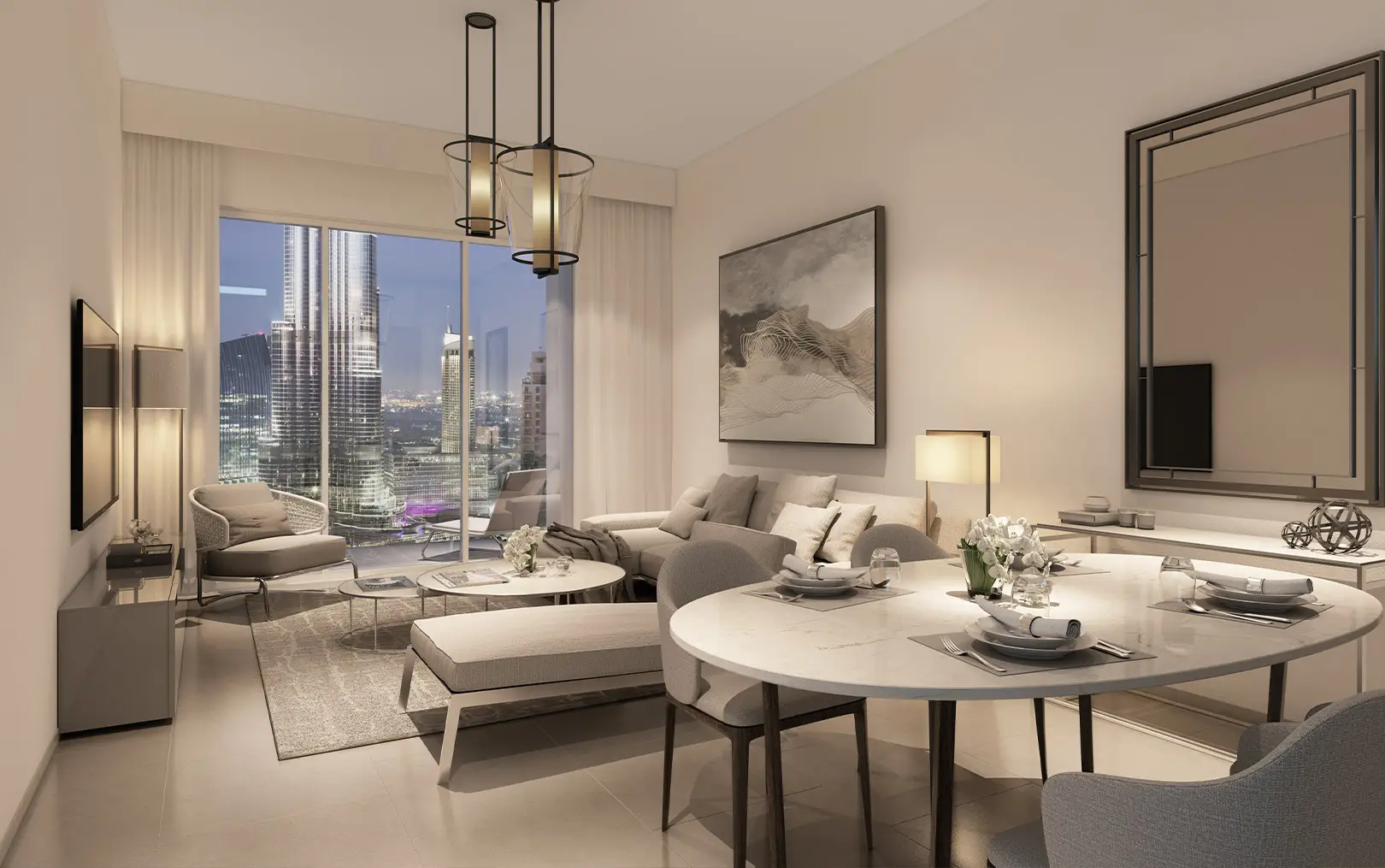 Living shown in the EMAAR "Act One Act Two" project catalogue, Downtown Dubai, Dubai