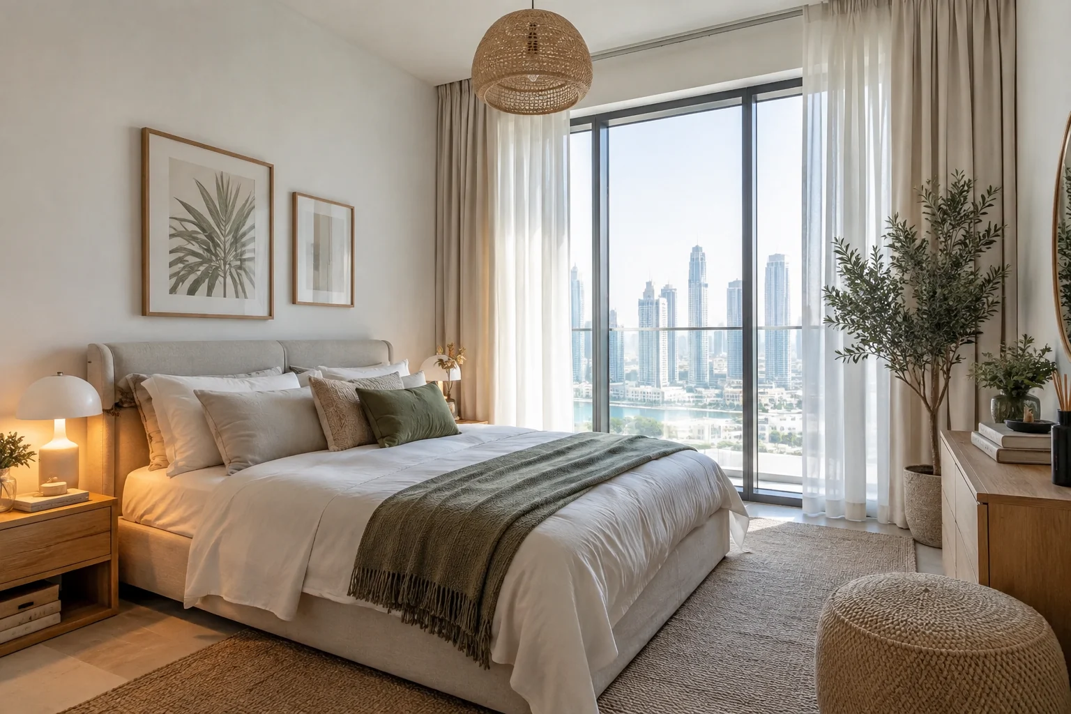 Doğal ışık alan bir apartman dairesi yatak odası