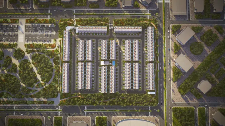 Reportage Village Abu Dhabi in Khalifa City: landscaped gardens — image 2