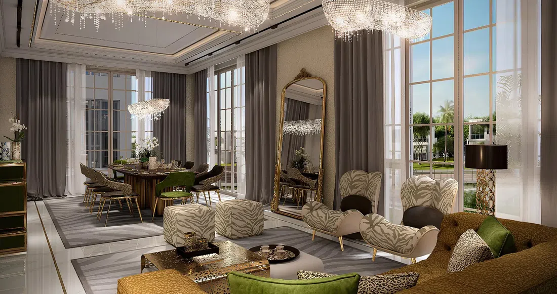 تصميم غرفة معيشة في Cavalli Estates