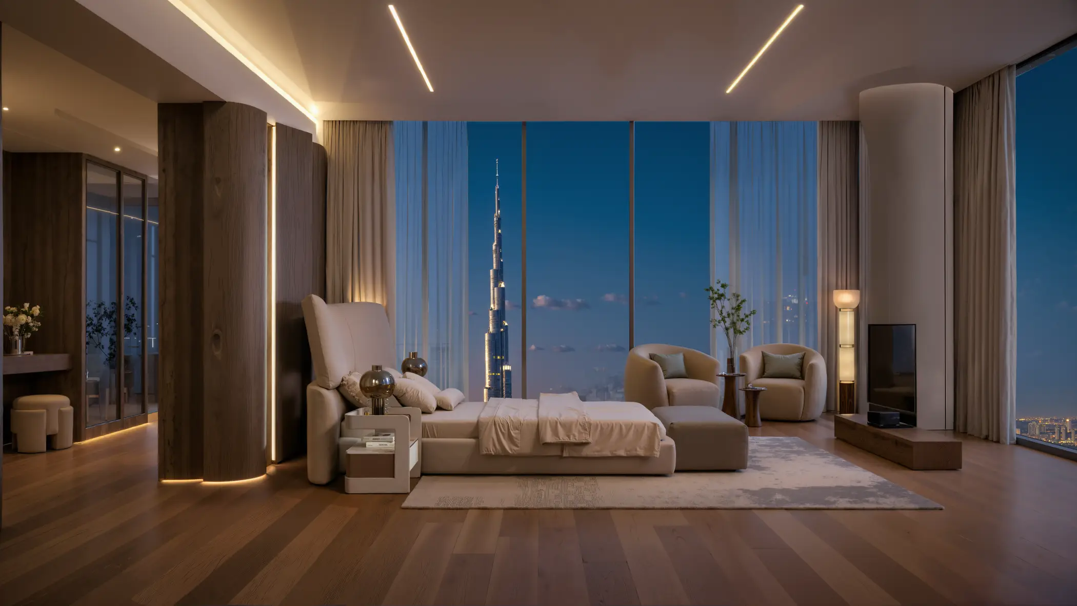 Bedroom interior shown in the DEYAAR DEVELOPMENT "DWTN Residences" catalogue, Business Bay, Dubai